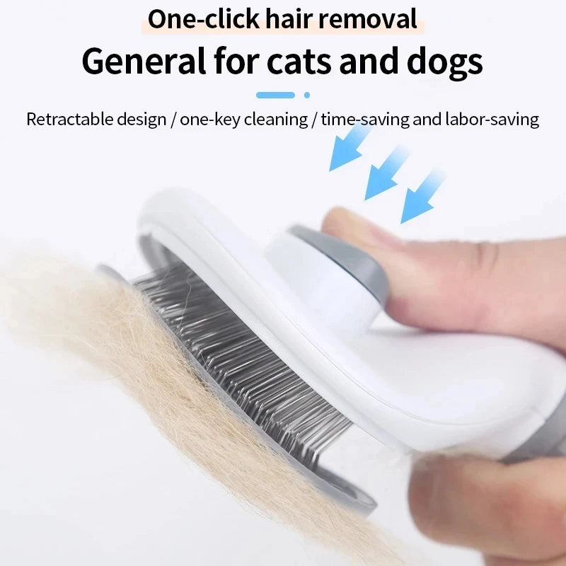 Pet Dog Hair Brush Cat Comb Self Clean Shedding Brush Stainless Steel Comb for Long Hair Dogs Hair Remover Pets Dogs Accessories