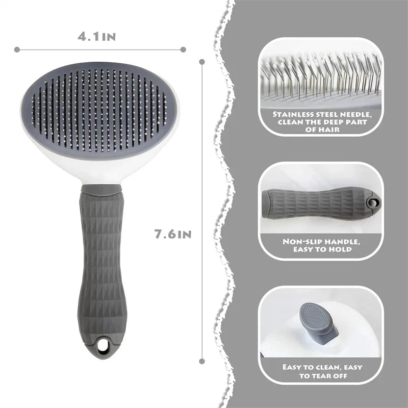 Pet Dog Hair Brush Cat Comb Self Clean Shedding Brush Stainless Steel Comb for Long Hair Dogs Hair Remover Pets Dogs Accessories