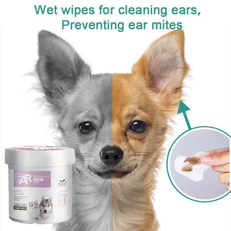 200pcs Pet Eye Cleaning Wipe Ear Towel,Gentle Tear Stain Remover Tissue For Dogs And Cats,Pets Black Chin Non Woven Wash Pads