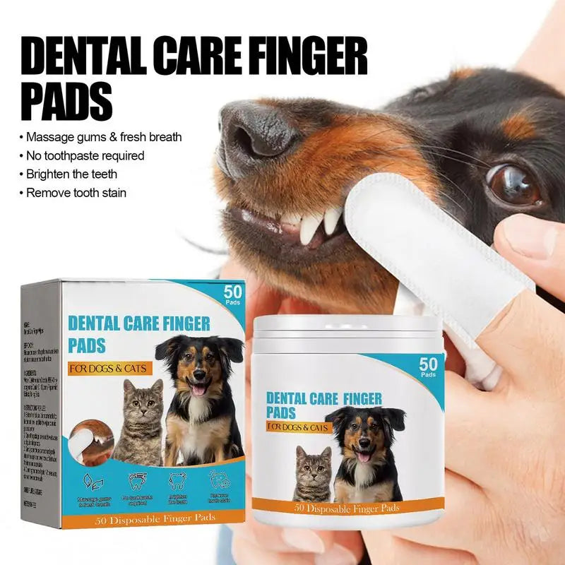 50Pcs Presoaked Dog Toothbrushes Soft Pet Fingers Toothbrush Dog Cat Cotton Brush Teeth Oral Cleaning Kitten Effective Care