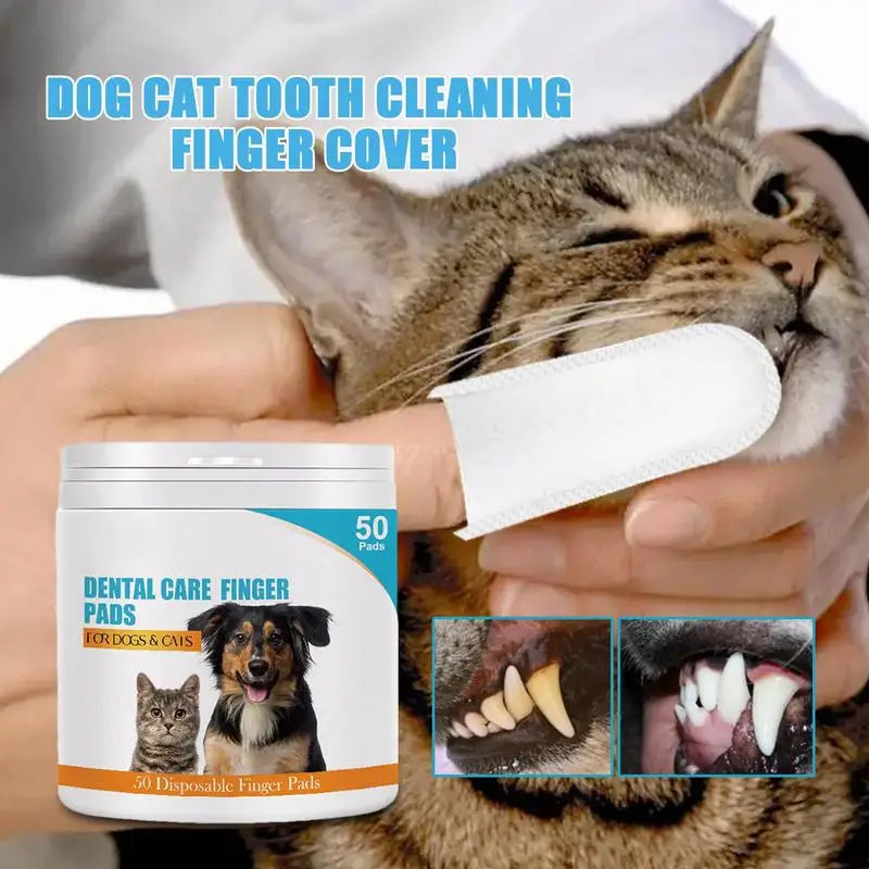 50Pcs Presoaked Dog Toothbrushes Soft Pet Fingers Toothbrush Dog Cat Cotton Brush Teeth Oral Cleaning Kitten Effective Care