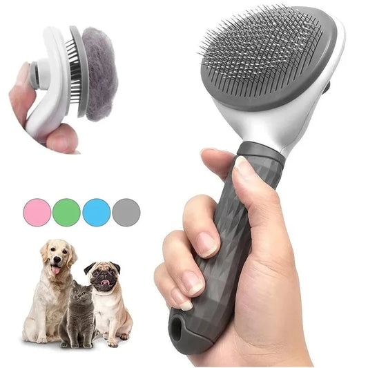 Pet Dog Hair Brush Cat Comb Self Clean Shedding Brush Stainless Steel Comb for Long Hair Dogs Hair Remover Pets Dogs Accessories